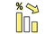 Icons showing falling interest rates and yields, simple line drawing illustrations