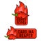 Icons of spicy food level. Hot ghost pepper carolina reaper spiciest chili sign vector cartoon illustration symbol