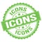 ICONS text on green round stamp sign