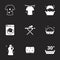 Icons for theme laundry. Black background