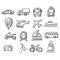 Icons of transportation set with gray shadow vector illustration