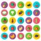Icons of vegetables and fruit in flat style
