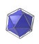 Icosahedron 3d geometric volume blue solid shape in wireframe metal jail, 3d illustration