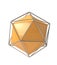 Icosahedron 3d geometric volume yellow solid shape in wireframe metal jail, 3d illustration