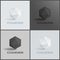 Icosahedron Geometric 3D Shapes in Black and White