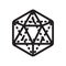 Icosahedron icon vector sign and symbol isolated on white background, Icosahedron logo concept