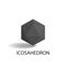 Icosahedron Isolated Black Three-Dimensional Shape