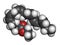 Icosapent ethyl (ethyl eicosapentaenoic acid) drug molecule.  3D rendering. Atoms are represented as spheres with conventional