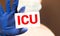 ICU Abbreviation or acronym of intensive care unit in hospital or clinic, special medical unit