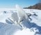 Icy beach shore of Lake Erie