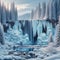 Icy Elegance: Majestic Frozen Waterfall in Winter