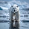 Icy encounter Majestic polar bear roams the frozen expanses of Svalbard