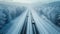 Icy Infrastructure, Long Shot of a Snow-Covered Highway with Abandoned Vehicles, Overhead Perspective, Capturing the