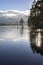 Icy Loch Garten near Aviemore in the Highlands of Scotland.