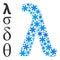 Icy Mosaic Lambda Greek Lowercase Letter Icon of Snowflakes