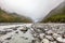 Icy river in Franz Josef Glacier in New Zealand