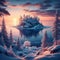 Icy Riverview: Snowy Tranquility in Winter Landscape