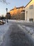 Icy sidewalk and Ã–rebro castle