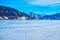 The icy surface of Zeller see, Zell am See, Austria