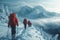 Icy trail adventure Hikers navigating through snow covered paths with determination