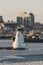 Icy water surrounding Palmer Island Light Station