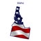 Idaho full of American flag waving in the wind
