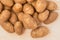 Idaho potatoes close up on rustic wooden background