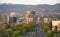 The Idaho State Capital Building Peaks Out Between Structures in Boise