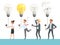 Idea bulb concept. Business startup picture smart professional team light lamp vector illustration