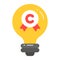 Idea bulb with copyright badge vector design of intellectual property