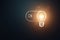 Idea concept. Turn light bulb, switch idea on, innovation, brainstorm, symbol. Copy space.