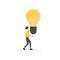 Idea and creative concept. Smart businessmen hold light bulbs for opportunities, search for new solutions, and direction of