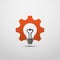 Idea gear logo, Light bulb idea icon.