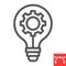 Idea generation line icon, creative and gear, light bulb sign vector graphics, editable stroke linear icon, eps 10.