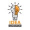 Idea Generator. The human brain and the light bulb. Editable vector illustration for website, booklet, project, and creative