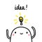 Idea hand drawn illustration with cute marshmallow with light bulb for prints posters banners t shirts cards notebooks