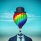 Idea hat. Headless business suit with an hot air balloon above.