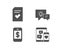 Idea lamp, Smartphone payment and Checked file icons. Social media sign.