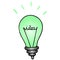Idea and light bulb. Business element. Vector illustration in cartoon style. Isolated white background. Lettering.
