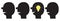 Idea light bulb in the head inside brain. Shining effect. Human face icon set. Black silhouette. Thinking process. Yellow switch