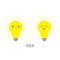 Idea light bulb icon set with happy smiling face. Shining line round effect. Cute cartoon character. Yellow color switch on. Busin