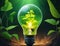 Idea light bulb with natural growth, concept, creativity in restoring nature.generative AI