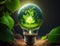 Idea light bulb with natural growth, concept, creativity in restoring nature.generative AI