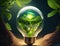 Idea light bulb with natural growth, concept, creativity in restoring nature.generative AI