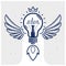 Idea light bulb with wings launching like a rocket vector linear logo or icon, creative idea startup, science invention or