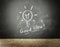 Idea Lightbulb Drawn on Chalkboard