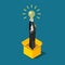 Idea research bulb lamp Businessman flat 3d isometric vector