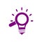 Idea , search , bulb , light , creative idea search purple icon