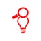 Idea , search , bulb , light , creative idea search red icon