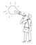 Idea spreading and advertising, businessman with megaphone and light bulb